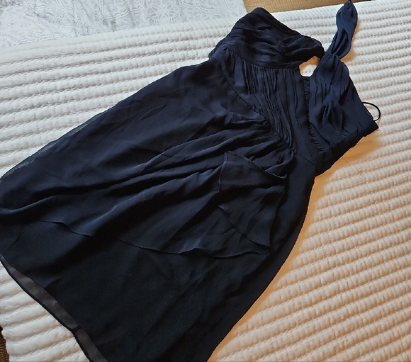 Badgley Mischka Black Asymmetrical Halter Sundress - Picture 2 of 4